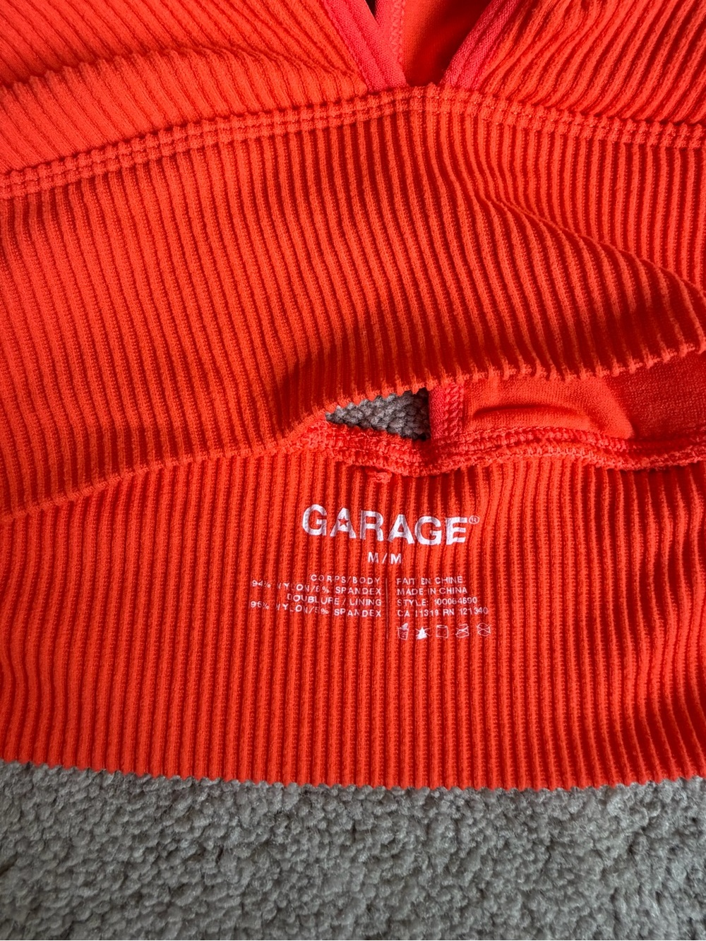 Garage Ribbed V-Neck Bralette - Red - Picture 4 of 4